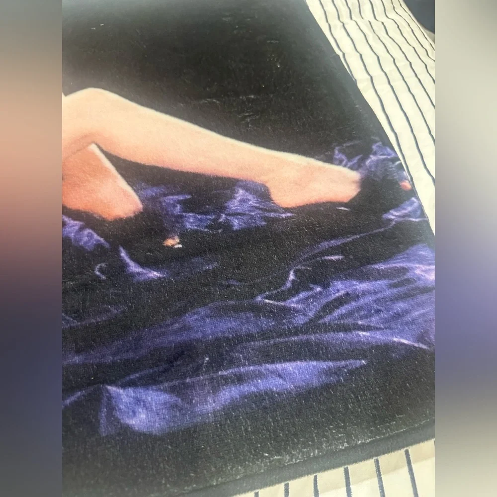 Vintage Elvira Pinup Graphic Bath Mat in Black and Purple